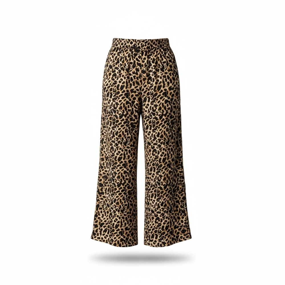 Leopard Print Wide-Leg Pants